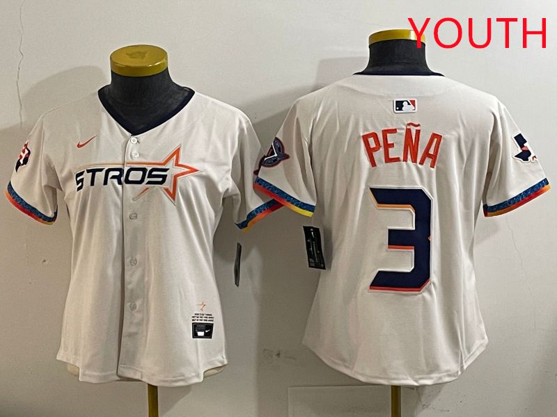 Youth Houston Astros 3 Pena Cream Fourth generation Joint Name Nike 2025 MLB Jersey style 1